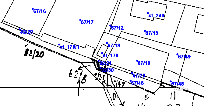 Parcela st. 179 v KÚ Kvíčovice, Katastrální mapa