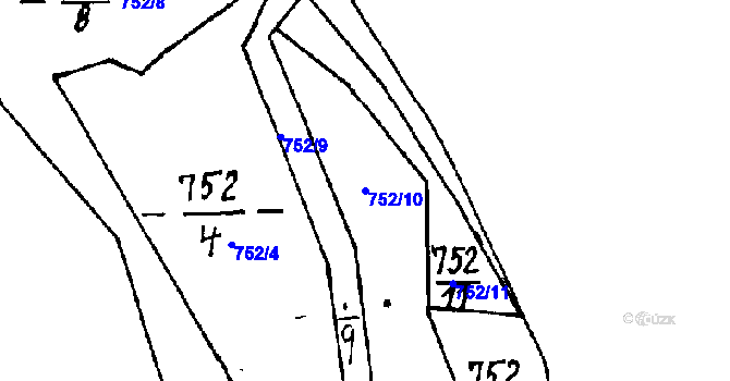 Parcela st. 752/10 v KÚ Kvíčovice, Katastrální mapa
