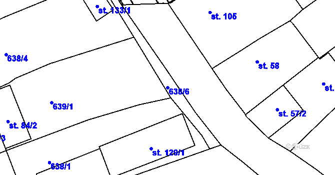 Parcela st. 638/6 v KÚ Kvíčovice, Katastrální mapa