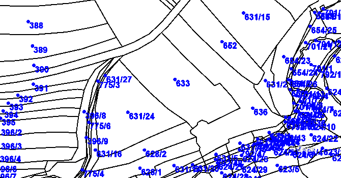 Parcela st. 631 v KÚ Štichov, Katastrální mapa