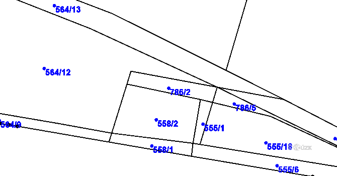 Parcela st. 786/2 v KÚ Štichov, Katastrální mapa