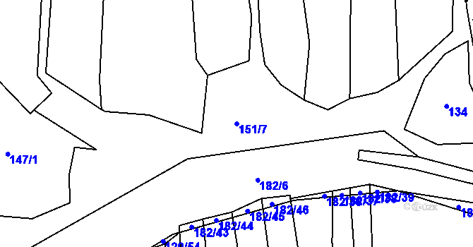Parcela st. 151/7 v KÚ Štichov, Katastrální mapa