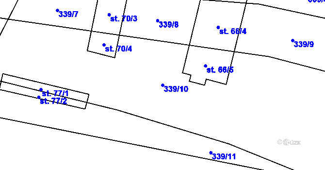 Parcela st. 339/10 v KÚ Štichov, Katastrální mapa