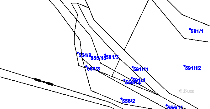 Parcela st. 591/3 v KÚ Štichov, Katastrální mapa