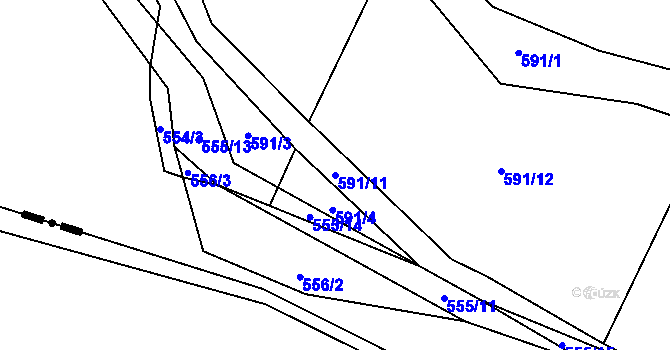Parcela st. 591/11 v KÚ Štichov, Katastrální mapa