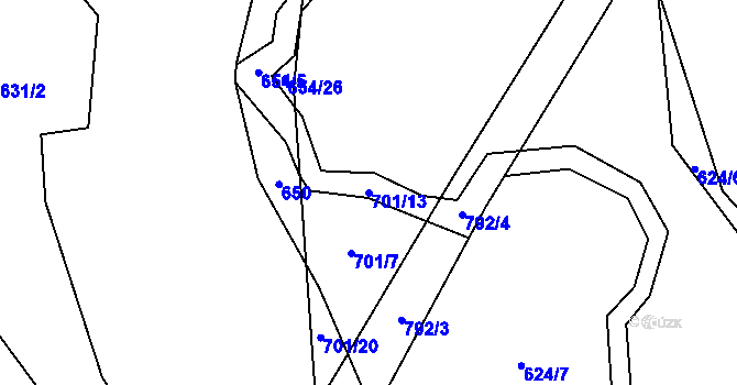Parcela st. 701/13 v KÚ Štichov, Katastrální mapa