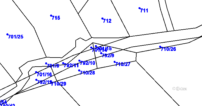 Parcela st. 792/9 v KÚ Štichov, Katastrální mapa