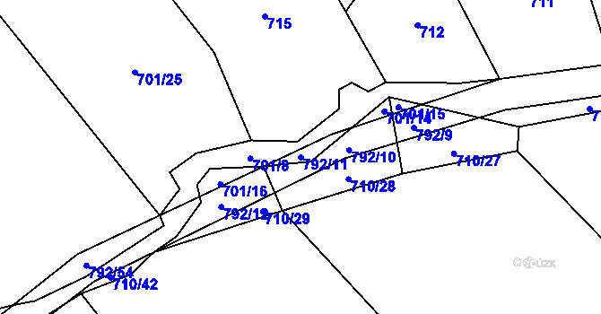 Parcela st. 792/11 v KÚ Štichov, Katastrální mapa