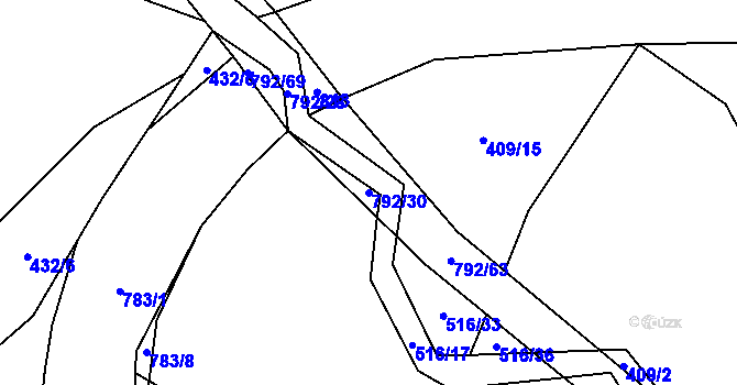 Parcela st. 792/30 v KÚ Štichov, Katastrální mapa