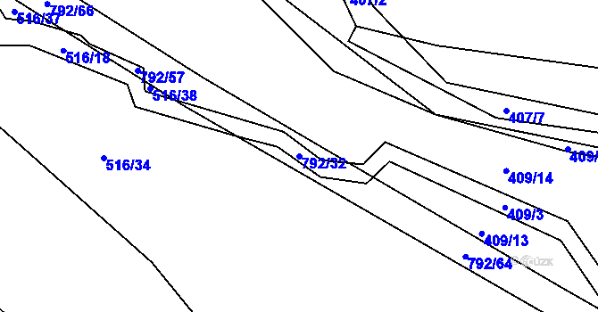Parcela st. 792/32 v KÚ Štichov, Katastrální mapa
