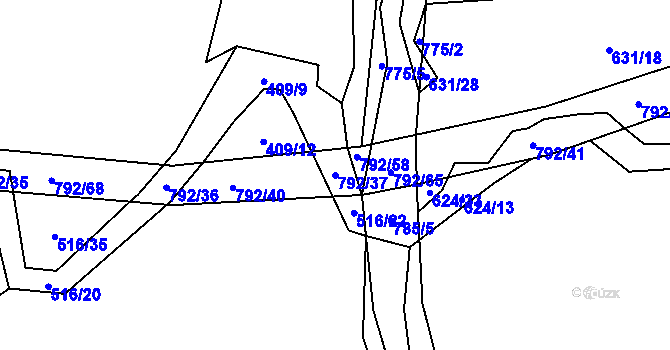 Parcela st. 792/37 v KÚ Štichov, Katastrální mapa
