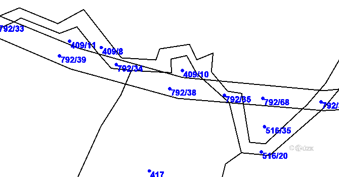Parcela st. 792/38 v KÚ Štichov, Katastrální mapa