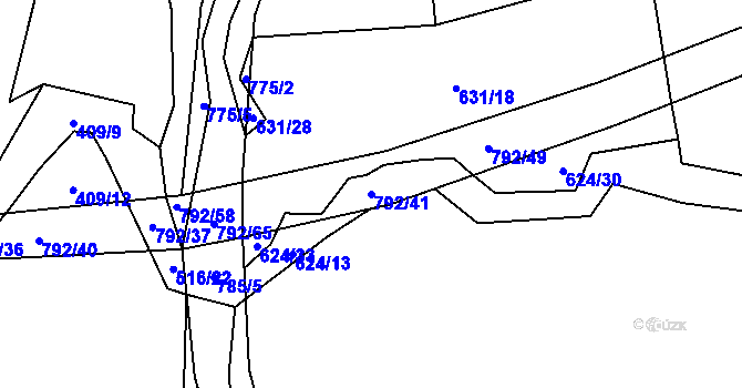 Parcela st. 792/41 v KÚ Štichov, Katastrální mapa