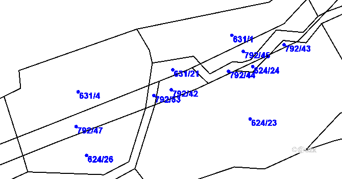 Parcela st. 792/42 v KÚ Štichov, Katastrální mapa