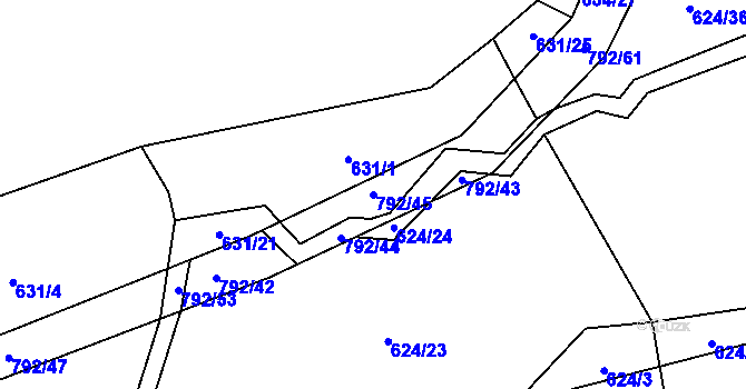 Parcela st. 792/45 v KÚ Štichov, Katastrální mapa