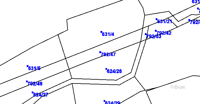 Parcela st. 792/47 v KÚ Štichov, Katastrální mapa