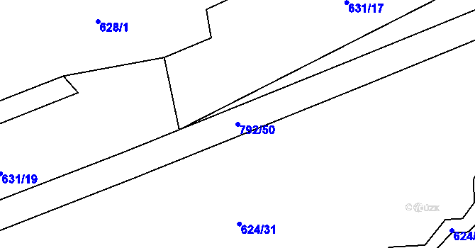 Parcela st. 792/50 v KÚ Štichov, Katastrální mapa