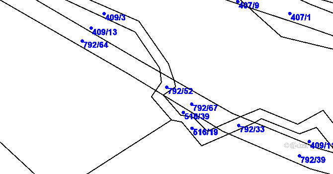 Parcela st. 792/52 v KÚ Štichov, Katastrální mapa