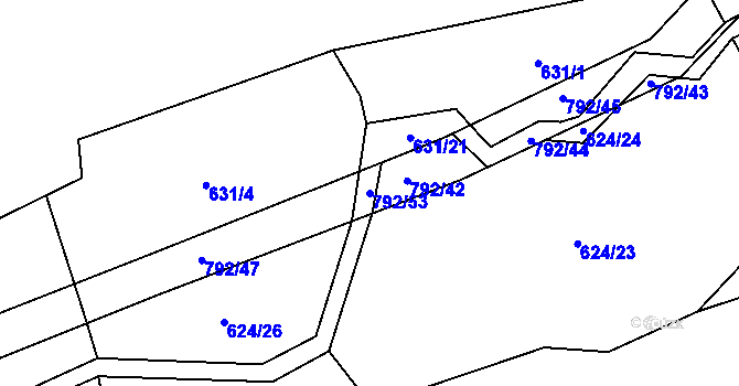 Parcela st. 792/53 v KÚ Štichov, Katastrální mapa