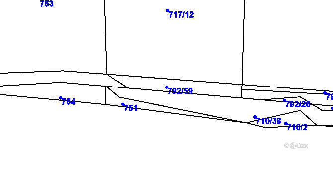 Parcela st. 792/59 v KÚ Štichov, Katastrální mapa