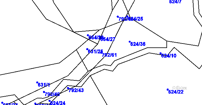 Parcela st. 792/61 v KÚ Štichov, Katastrální mapa