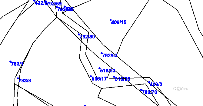 Parcela st. 792/63 v KÚ Štichov, Katastrální mapa