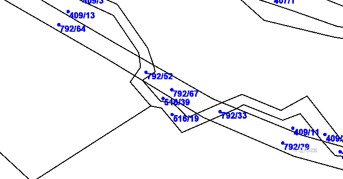 Parcela st. 792/67 v KÚ Štichov, Katastrální mapa