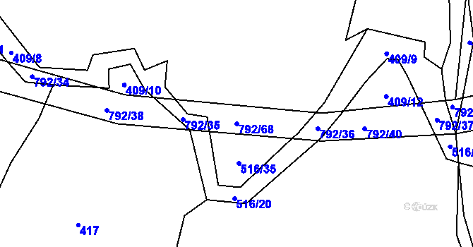 Parcela st. 792/68 v KÚ Štichov, Katastrální mapa