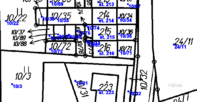 Parcela st. 216 v KÚ Kvilda, Katastrální mapa