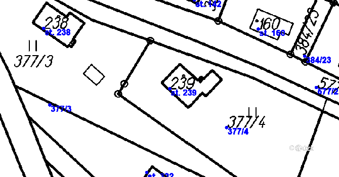 Parcela st. 239 v KÚ Kvilda, Katastrální mapa