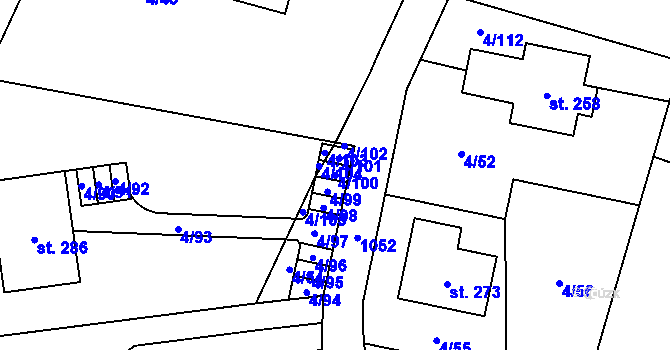Parcela st. 4/100 v KÚ Kvilda, Katastrální mapa