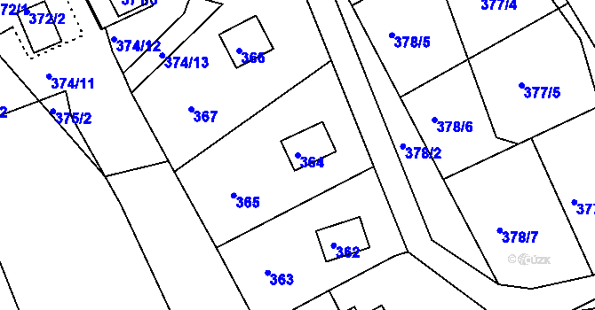 Parcela st. 364 v KÚ Kvítkov u České Lípy, Katastrální mapa