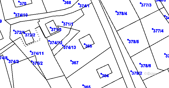 Parcela st. 366 v KÚ Kvítkov u České Lípy, Katastrální mapa