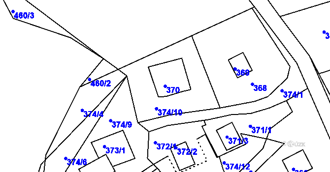 Parcela st. 370 v KÚ Kvítkov u České Lípy, Katastrální mapa