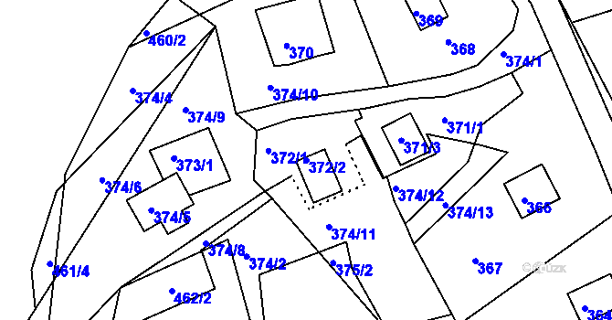 Parcela st. 372/2 v KÚ Kvítkov u České Lípy, Katastrální mapa