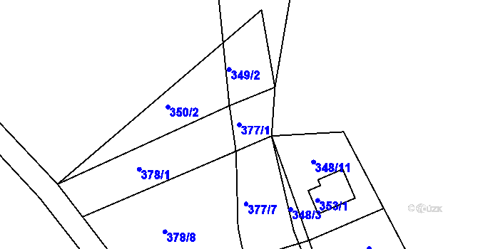 Parcela st. 377/1 v KÚ Kvítkov u České Lípy, Katastrální mapa