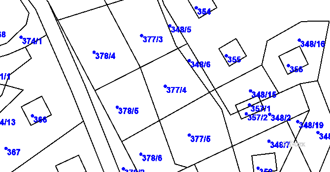 Parcela st. 377/4 v KÚ Kvítkov u České Lípy, Katastrální mapa