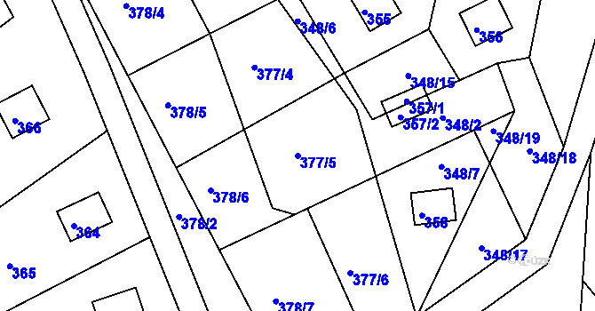 Parcela st. 377/5 v KÚ Kvítkov u České Lípy, Katastrální mapa