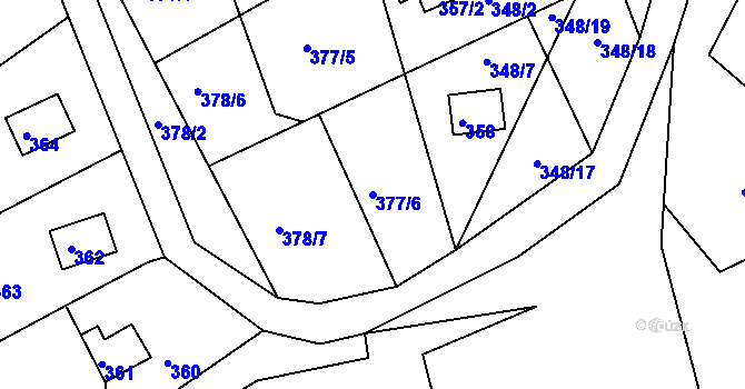 Parcela st. 377/6 v KÚ Kvítkov u České Lípy, Katastrální mapa