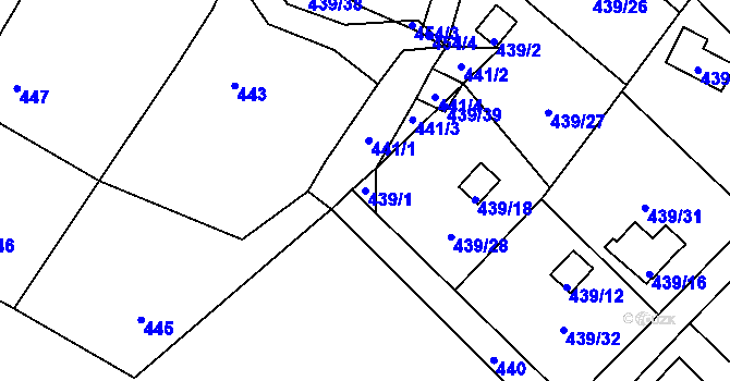 Parcela st. 439/1 v KÚ Kvítkov u České Lípy, Katastrální mapa