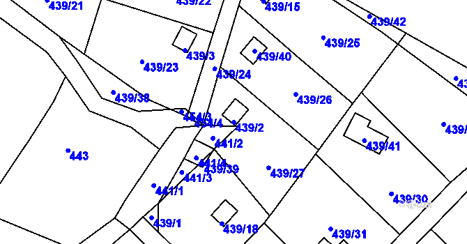 Parcela st. 439/2 v KÚ Kvítkov u České Lípy, Katastrální mapa