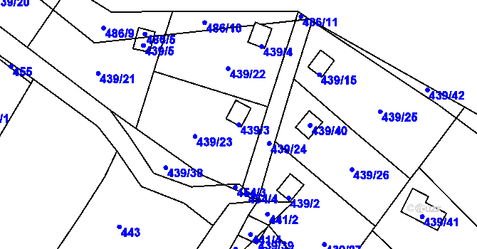 Parcela st. 439/3 v KÚ Kvítkov u České Lípy, Katastrální mapa