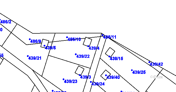 Parcela st. 439/4 v KÚ Kvítkov u České Lípy, Katastrální mapa