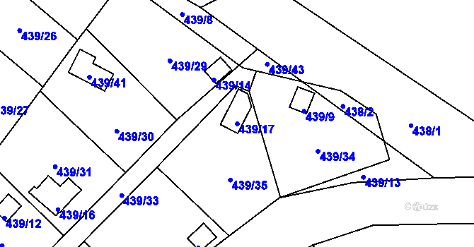 Parcela st. 439/17 v KÚ Kvítkov u České Lípy, Katastrální mapa
