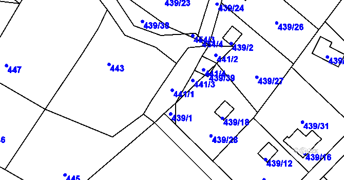 Parcela st. 441/1 v KÚ Kvítkov u České Lípy, Katastrální mapa