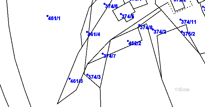 Parcela st. 374/7 v KÚ Kvítkov u České Lípy, Katastrální mapa