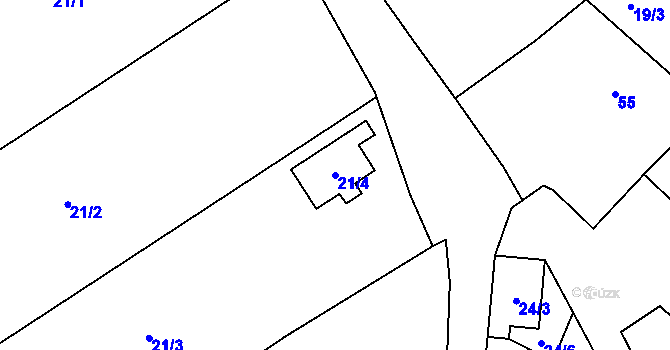 Parcela st. 21/4 v KÚ Kvítkov u České Lípy, Katastrální mapa