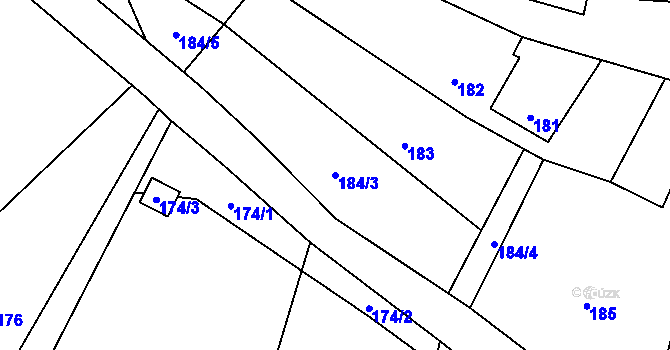 Parcela st. 184/3 v KÚ Kvítkov u České Lípy, Katastrální mapa