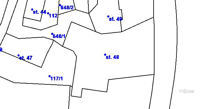 Parcela st. 48 v KÚ Kydliny, Katastrální mapa