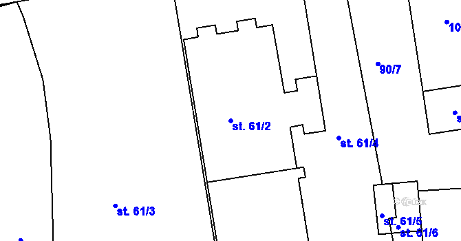 Parcela st. 61/2 v KÚ Kydliny, Katastrální mapa